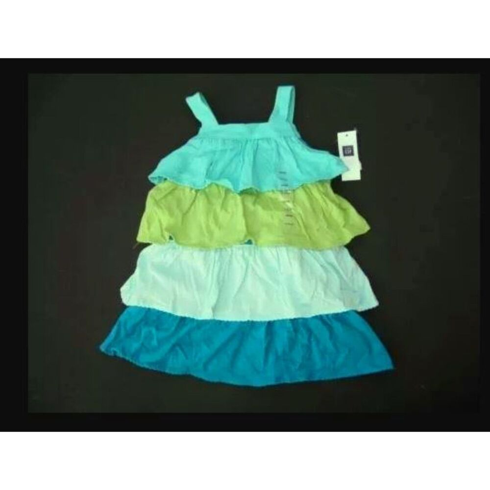 NEW Baby Gap Kids girls sun dress 18-24 tiered rumba ruffle knit blue aqua green